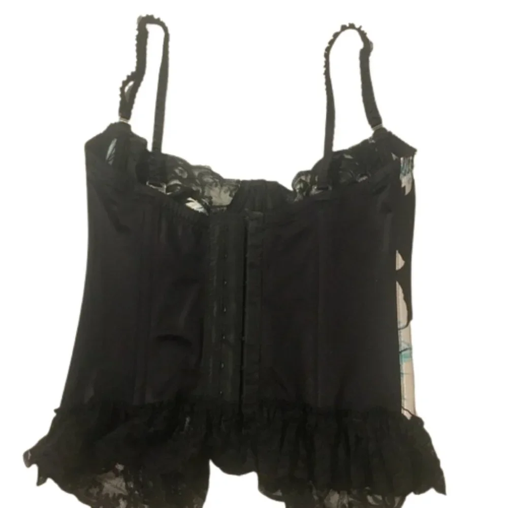 Corset Mara Intimates Vintage 90s Bustier Black Lace Floral Boning 34 B/C - Picture 6 of 8